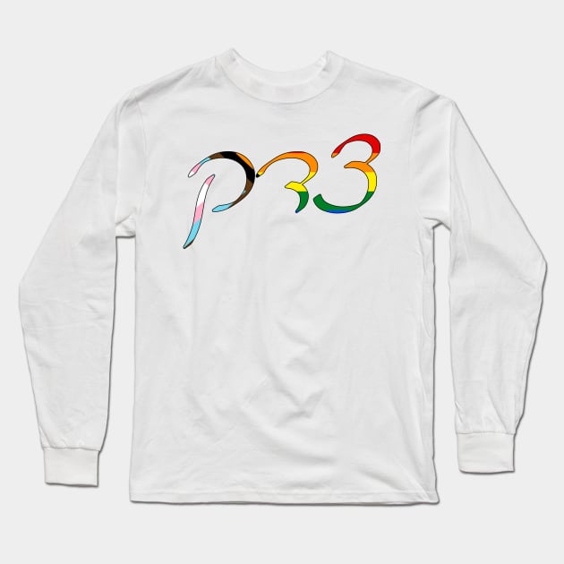 Tsedek - Justice (Ashkenazi cursive, Progress Pride colors) Long Sleeve T-Shirt by dikleyt